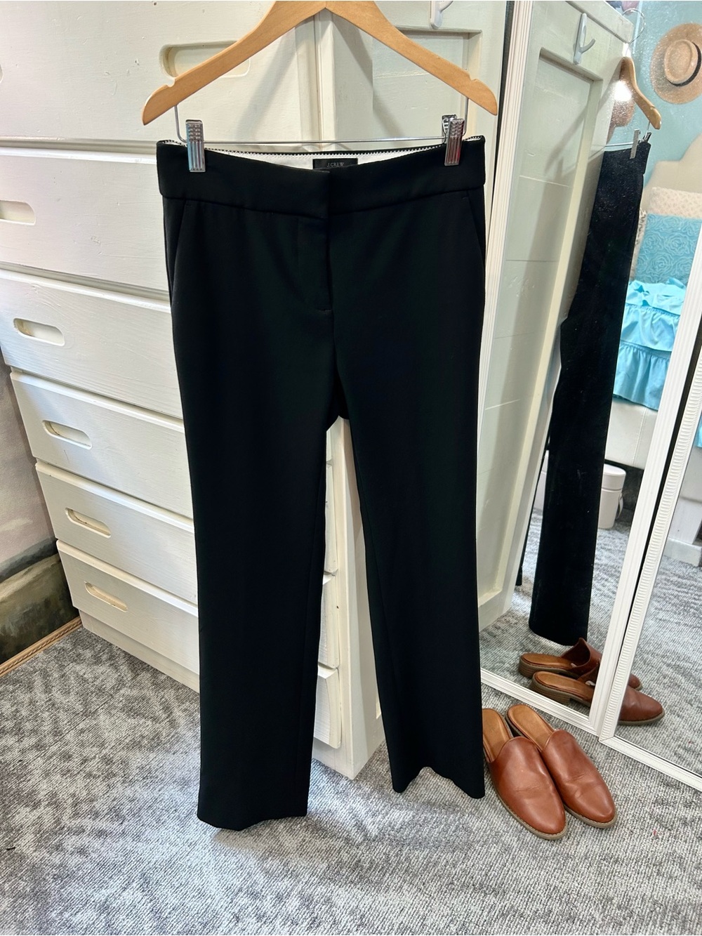 J. Crew Edie Black Trousers Women's Straight-Leg Slacks Professional Dress Pants